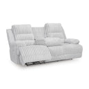Signature Design by Ashley Rhines Falls PC4280499 Reclining Power Sofa with Drop Down Table IMAGE 1