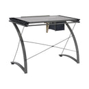  Coaster Furniture Melo 800986 41-inch Glass Top Drafting Table with Storage - Silver IMAGE 1