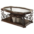  Coaster Furniture Laney 702448 1-shelf Glass Top Rectangular Coffee Table - Deep Merlot IMAGE 4