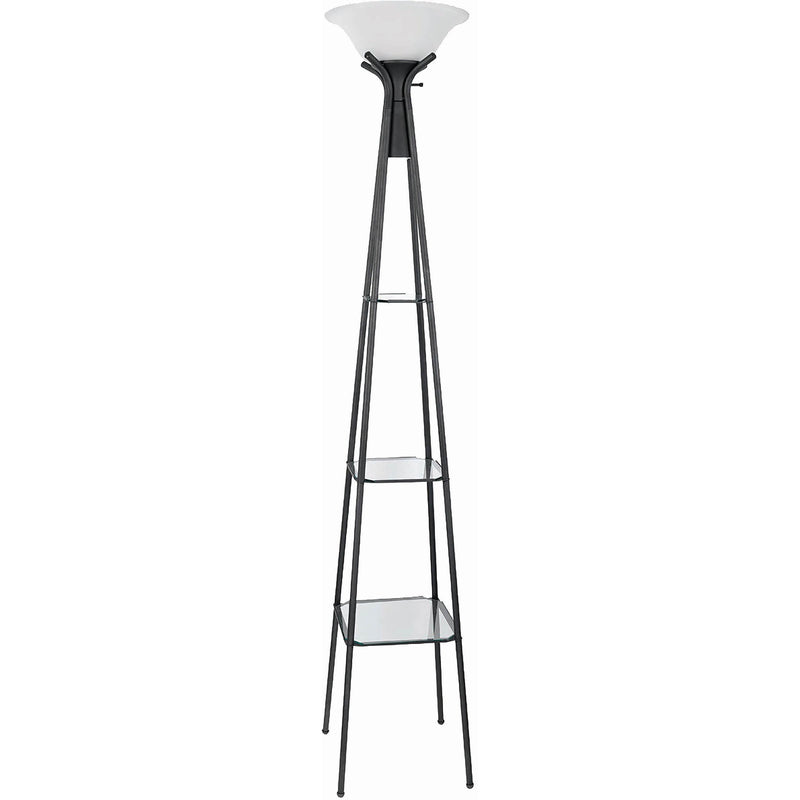 Coaster Furniture Gianni 901420 70-inch 3-shelf Frosted Torchiere Floor Lamp - Black IMAGE 1
