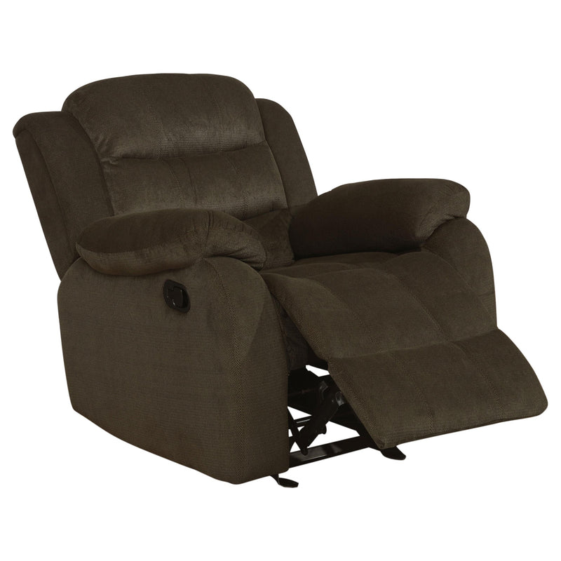 Coaster Furniture Rodman 601883 Upholstered Padded Arm Glider Recliner - Olive Brown IMAGE 1
