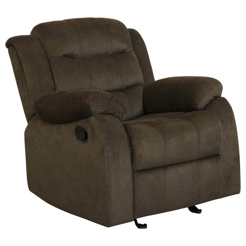Coaster Furniture Rodman 601883 Upholstered Padded Arm Glider Recliner - Olive Brown IMAGE 2