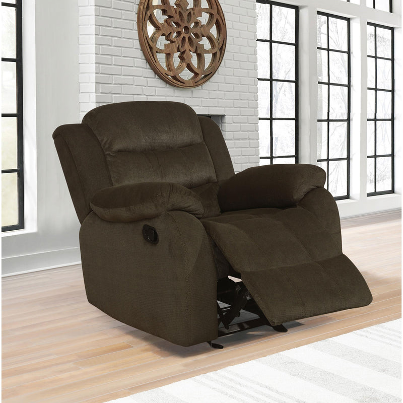 Coaster Furniture Rodman 601883 Upholstered Padded Arm Glider Recliner - Olive Brown IMAGE 3