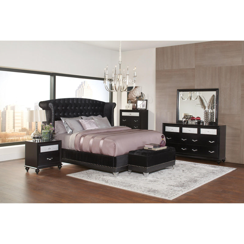  Coaster Furniture Barzini 300643KW Upholstered California King Wingback Bed - Black IMAGE 2
