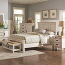  Coaster Furniture Franco 205331Q Wood Queen Panel Bed - Distressed White IMAGE 1