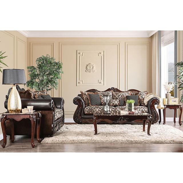 Furniture of America Jamael Stationary Fabric and Faux Leather Sofa SM6405-SF IMAGE 1