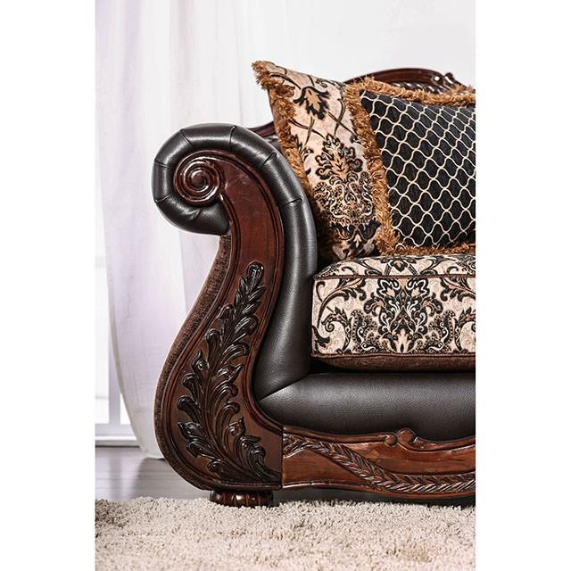 Furniture of America Jamael Stationary Fabric and Faux Leather Sofa SM6405-SF IMAGE 3