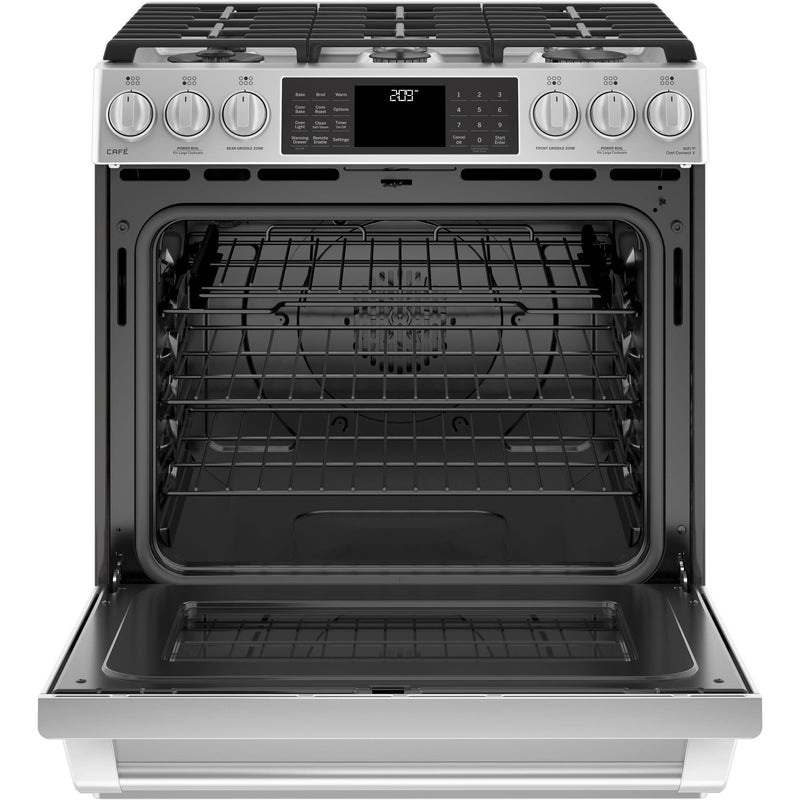 Café 30-inch Slide-In Dual-Fuel Range with Warming Drawer C2S986SELSS IMAGE 2