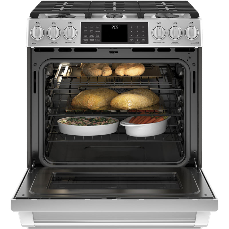 Café 30-inch Slide-In Dual-Fuel Range with Warming Drawer C2S986SELSS IMAGE 3
