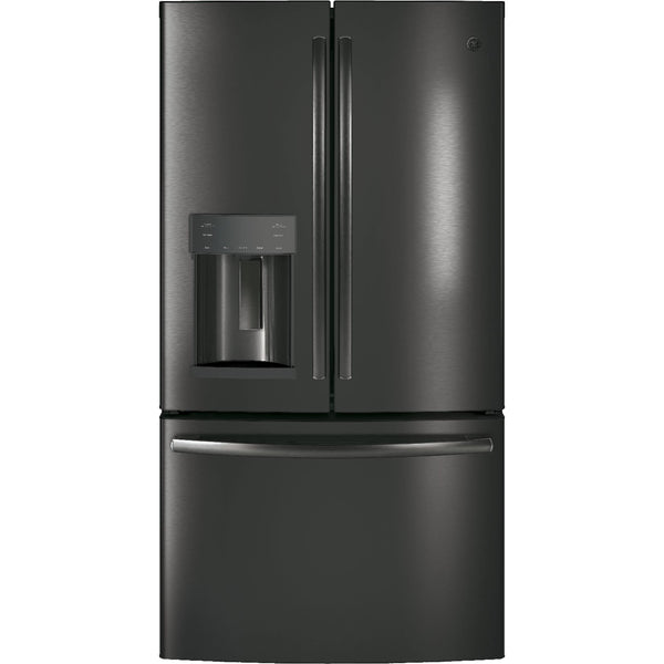 GE 36-inch, 27.8 cu.ft. Freestanding French 3-Door Refrigerator with Ice and Water Dispensing System GFE28GBLTS IMAGE 1