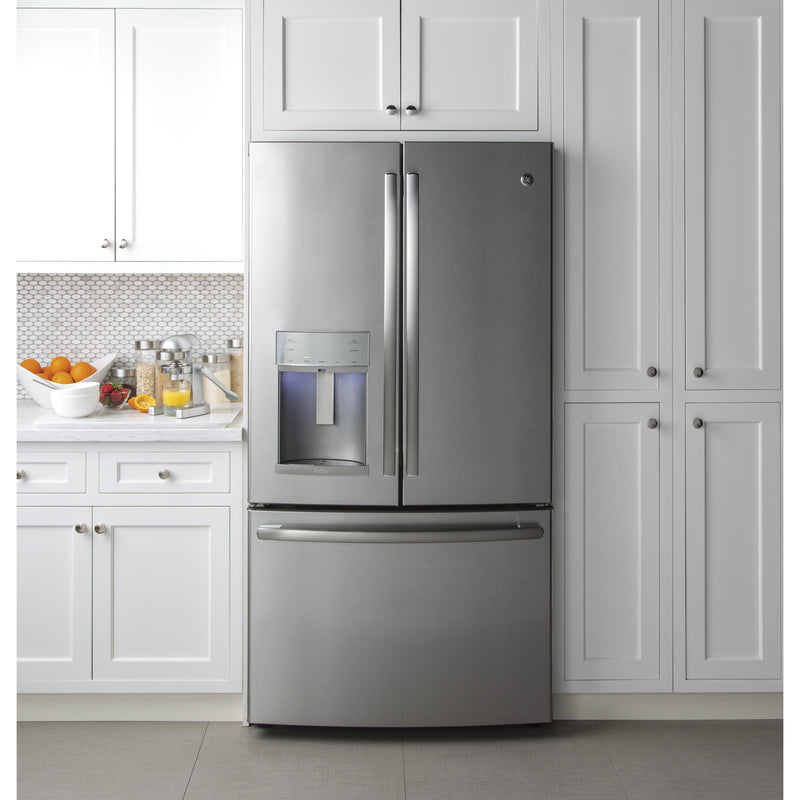 GE Profile 36-inch, 22.2 cu.ft. Counter-Depth French 3-Door Refrigerator with Water and Ice Dispensing System PYE22KSKSS IMAGE 15