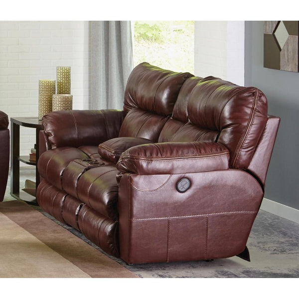Catnapper Milan Power Reclining Leather Loveseat with Console 64349 1283-19/3083-19 IMAGE 1