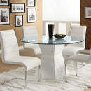 Furniture of America Round Mauna Dining Table with Glass Top & Pedestal Base CM8371WH-T-TABLE IMAGE 1
