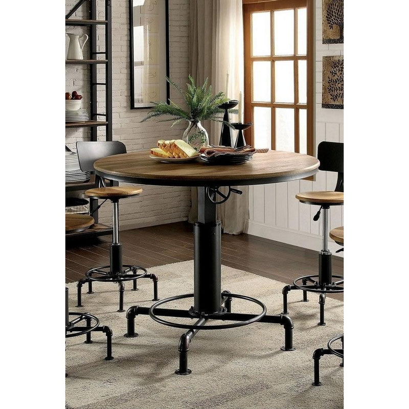 Furniture of America Round Fran Counter Height Dining Table with Pedestal Base CM3373RT-TABLE IMAGE 3