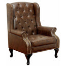  Furniture of America Vaugh Stationary Leather Accent Chair CM-AC6801BR IMAGE 1