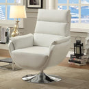  Furniture of America Kulm Swivel Leather Look Accent Chair CM-AC6111WH IMAGE 2
