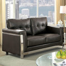  Furniture of America Nanette Stationary Leather Look Loveseat CM6425GY-LV IMAGE 3