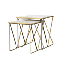  Coaster Furniture Bette 930075 2-piece Marble Top Nesting Table Set - White and Gold IMAGE 3