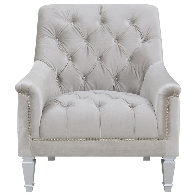 Coaster Furniture Avonlea 508463 Velvet Upholstered Sloped Arm Chair - Grey Velvet IMAGE 2