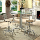  Furniture of America Round Helene Adjustable Height Dining Table with Glass Top and Pedestal Base CM3378RT-TABLE IMAGE 6
