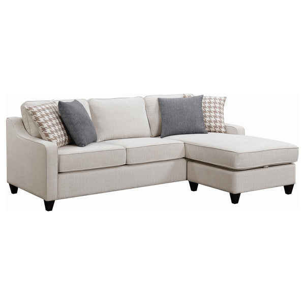 Coaster Furniture Mcloughlin 501840 Upholstered Sloped Arm Sectional Sofa - Platinum IMAGE 1