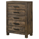  Coaster Furniture Woodmont 222635 5-Drawer Bedroom Chest - Rustic Golden Brown IMAGE 3