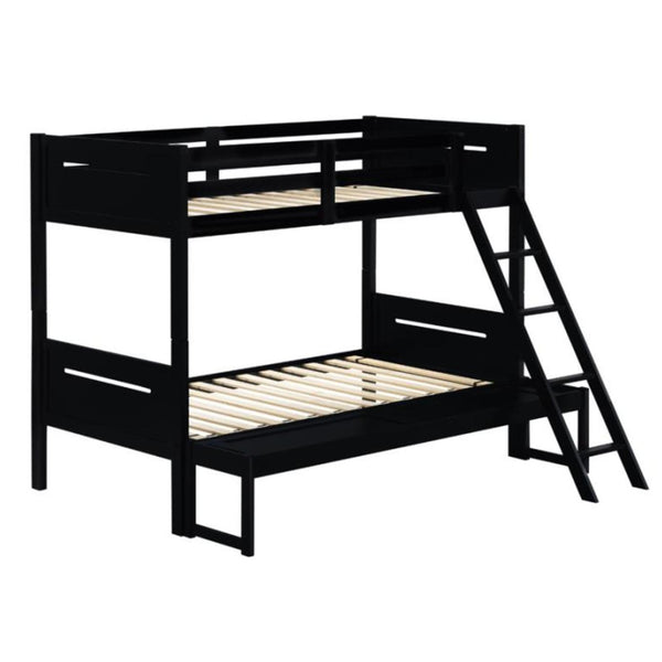  Coaster Furniture Littleton 405052BLK Wood Twin Over Full Bunk Bed - Black IMAGE 1