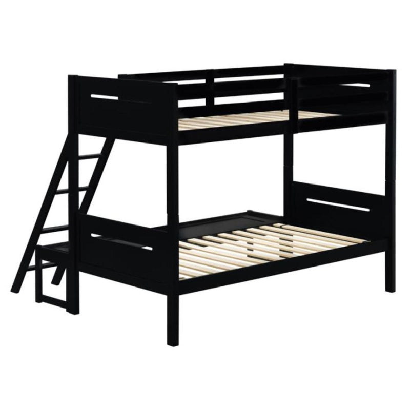  Coaster Furniture Littleton 405052BLK Wood Twin Over Full Bunk Bed - Black IMAGE 2
