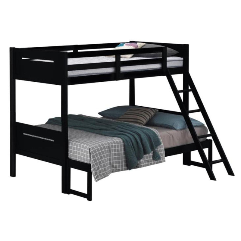  Coaster Furniture Littleton 405052BLK Wood Twin Over Full Bunk Bed - Black IMAGE 3