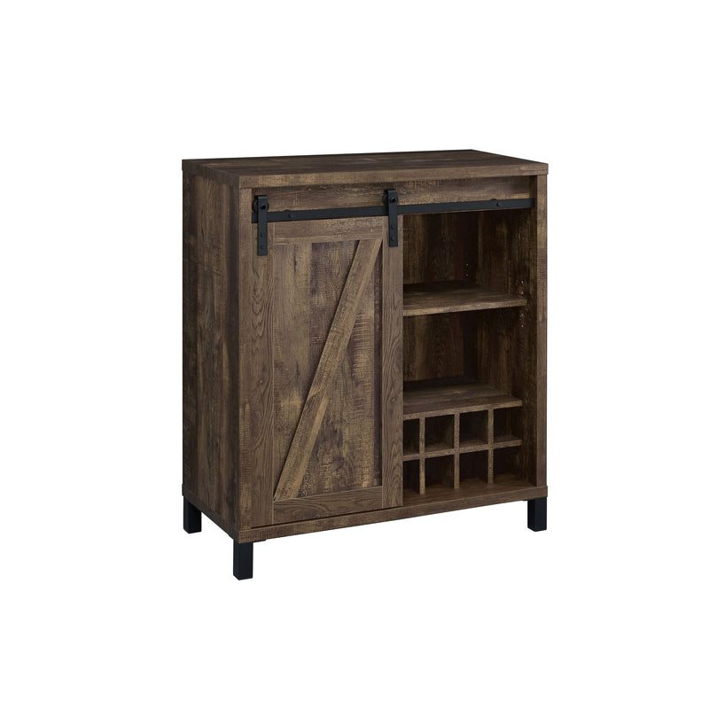  Coaster Furniture Arlington 182852 Sliding Door Home Bar Wine Cabinet - Rustic Oak IMAGE 1