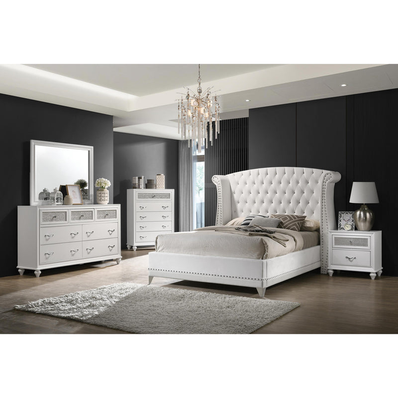 Coaster Furniture Barzini 300843KE Upholstered Eastern King Wingback Bed - White IMAGE 2