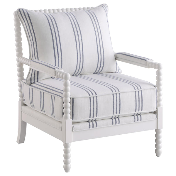  Coaster Furniture Blanchett 903835 Upholstered Bobbin Accent Chair - White and Navy IMAGE 1