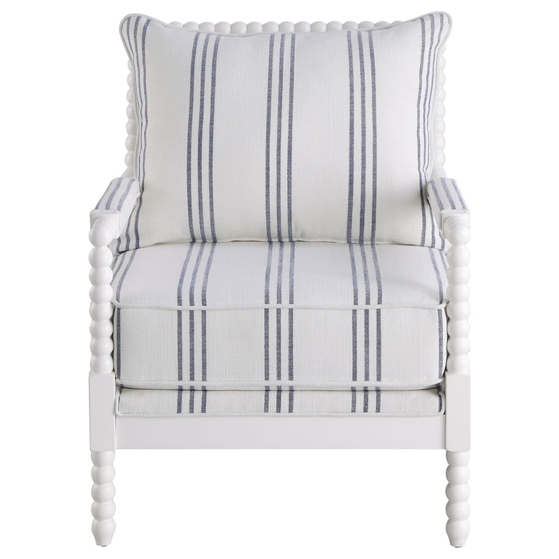  Coaster Furniture Blanchett 903835 Upholstered Bobbin Accent Chair - White and Navy IMAGE 2
