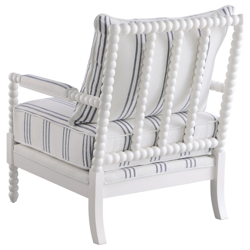  Coaster Furniture Blanchett 903835 Upholstered Bobbin Accent Chair - White and Navy IMAGE 5