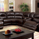  Furniture of America Glasgow Reclining Leather Sectional CM6822BR-SECT-VN IMAGE 1