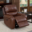  Furniture of America Walter Power Leather Look Recliner CM6950BR-CH-PM IMAGE 1