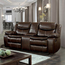  Furniture of America Pollux Reclining Leather Look Loveseat CM6981BR-LV-CT IMAGE 5