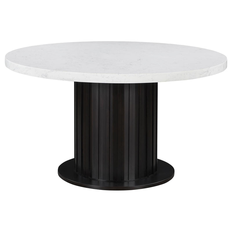 Coaster Furniture Sherry 115490 Round 54-inch Marble Top Dining Table - Rustic Espresso IMAGE 1