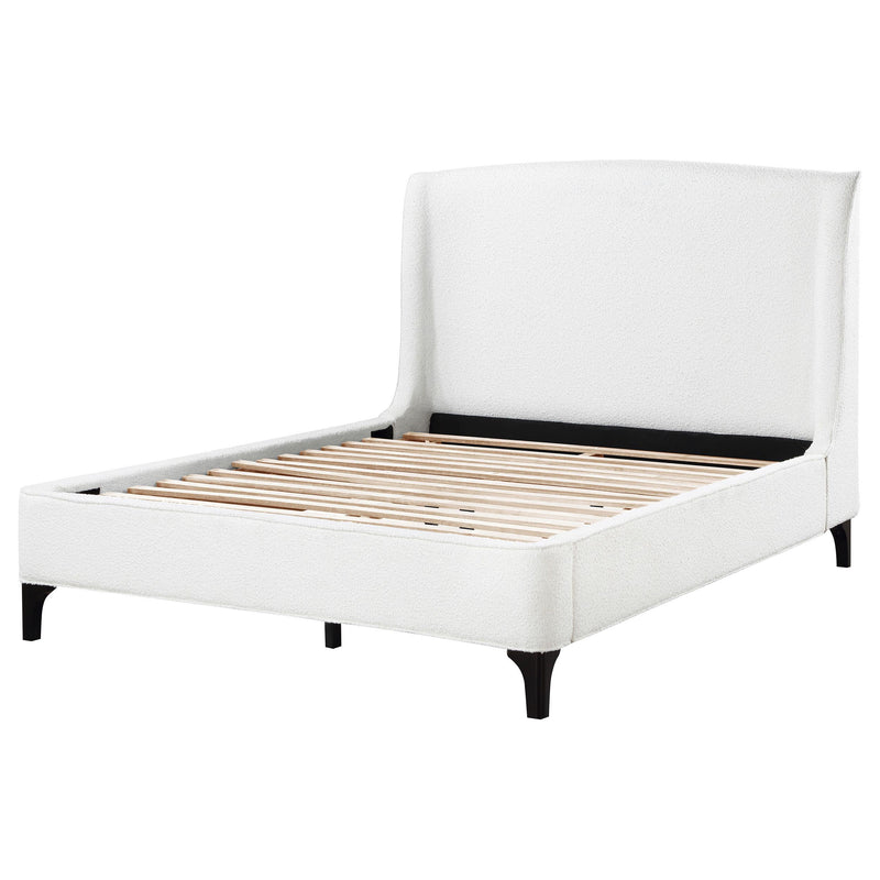  Coaster Furniture Mosby 306020Q Upholstered Queen Wingback Bed - Snow IMAGE 4