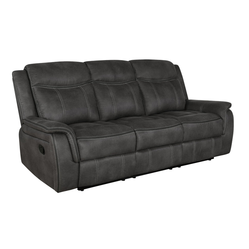 Coaster Furniture Lawrence 603504 Upholstered Padded Arm Reclining Sofa - Charcoal IMAGE 1