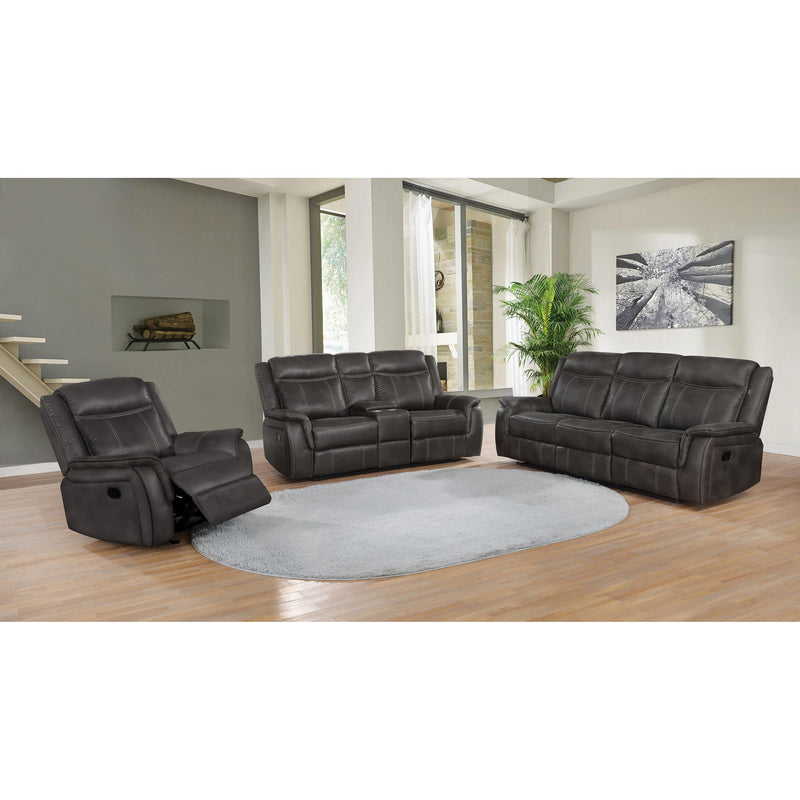 Coaster Furniture Lawrence 603504 Upholstered Padded Arm Reclining Sofa - Charcoal IMAGE 2