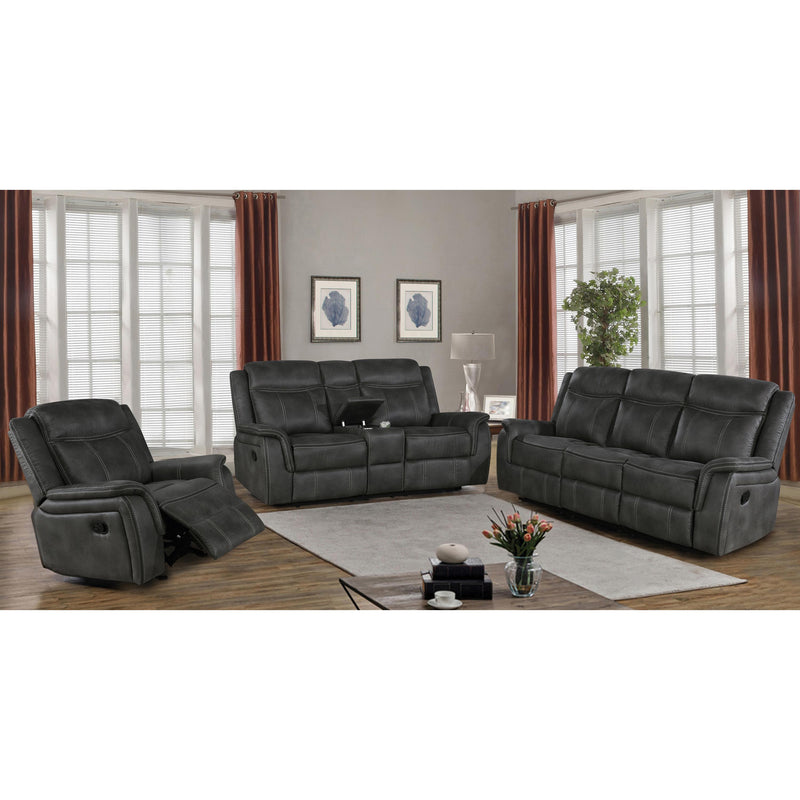 Coaster Furniture Lawrence 603504 Upholstered Padded Arm Reclining Sofa - Charcoal IMAGE 4