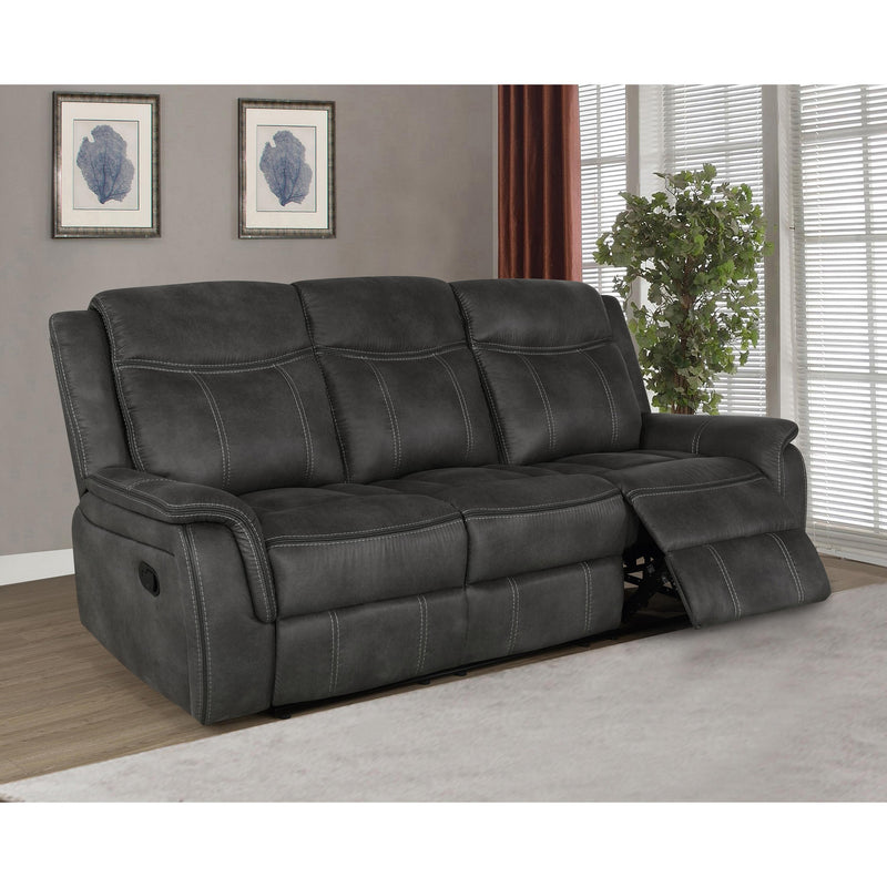 Coaster Furniture Lawrence 603504 Upholstered Padded Arm Reclining Sofa - Charcoal IMAGE 5