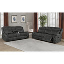 Coaster Furniture Lawrence 603505 Upholstered Padded Arm Reclining Loveseat - Charcoal IMAGE 2