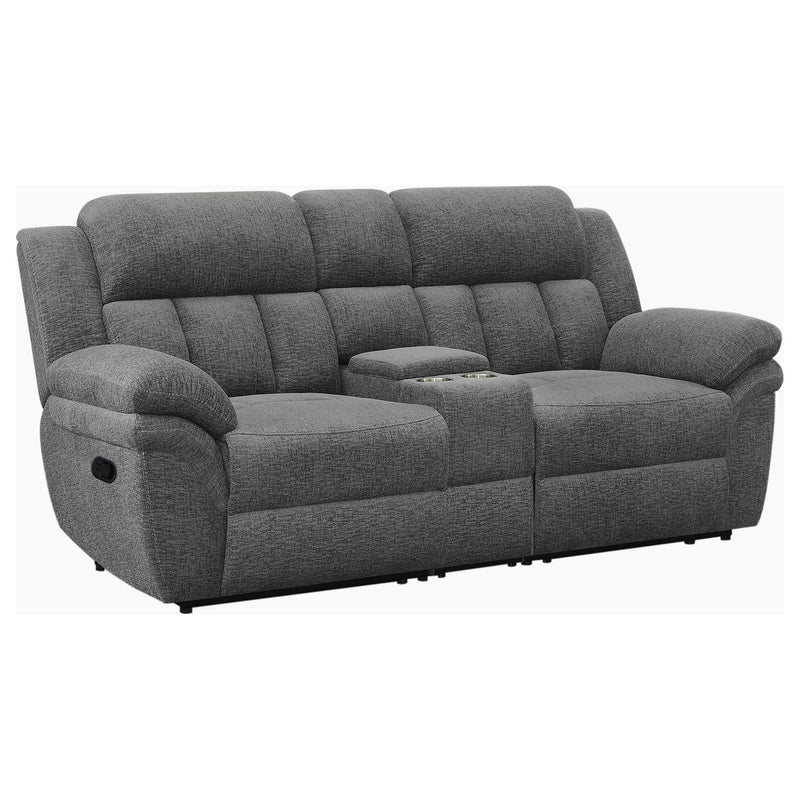 Coaster Furniture Bahrain Reclining Fabric Loveseat with Console 609542 IMAGE 1