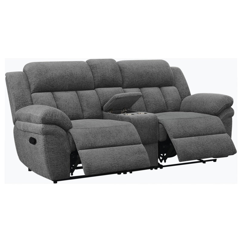 Coaster Furniture Bahrain Reclining Fabric Loveseat with Console 609542 IMAGE 2