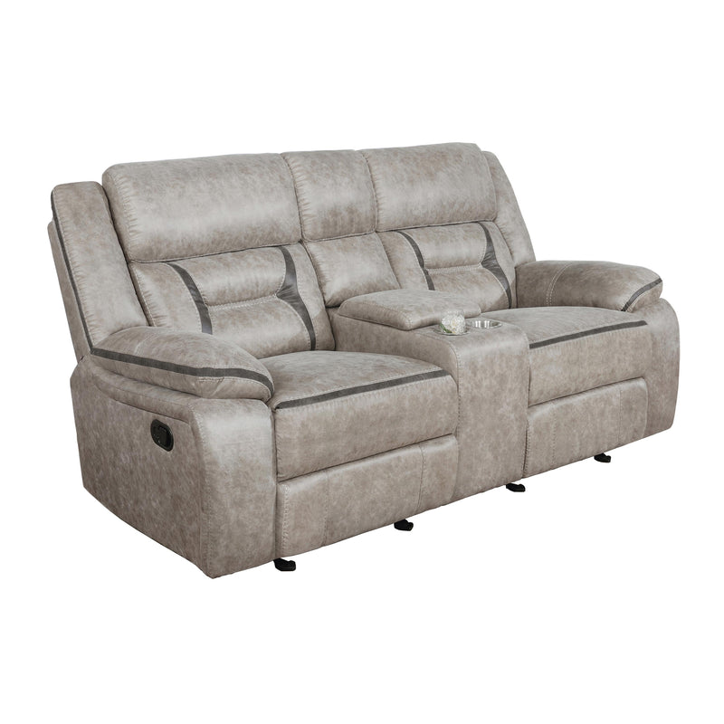 Coaster Furniture Greer 651352 Upholstered Tufted Back Glider Loveseat - Taupe IMAGE 1