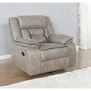 Coaster Furniture Greer 651353 Upholstered Tufted Back Glider Recliner - Taupe IMAGE 4