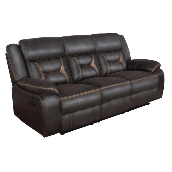  Coaster Furniture Greer 651354 Upholstered Motion Reclining Sofa - Brown IMAGE 1
