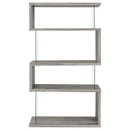 Coaster Furniture Emelle 802340 4-Shelf Bookcase With Glass Panels - Grey Driftwood IMAGE 2